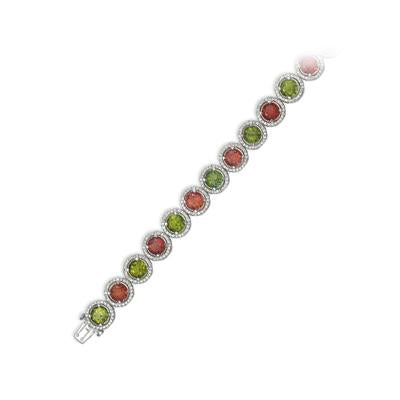 18K WHITE GOLD BRACELET WITH DIAMONDS AND TOURMALINES