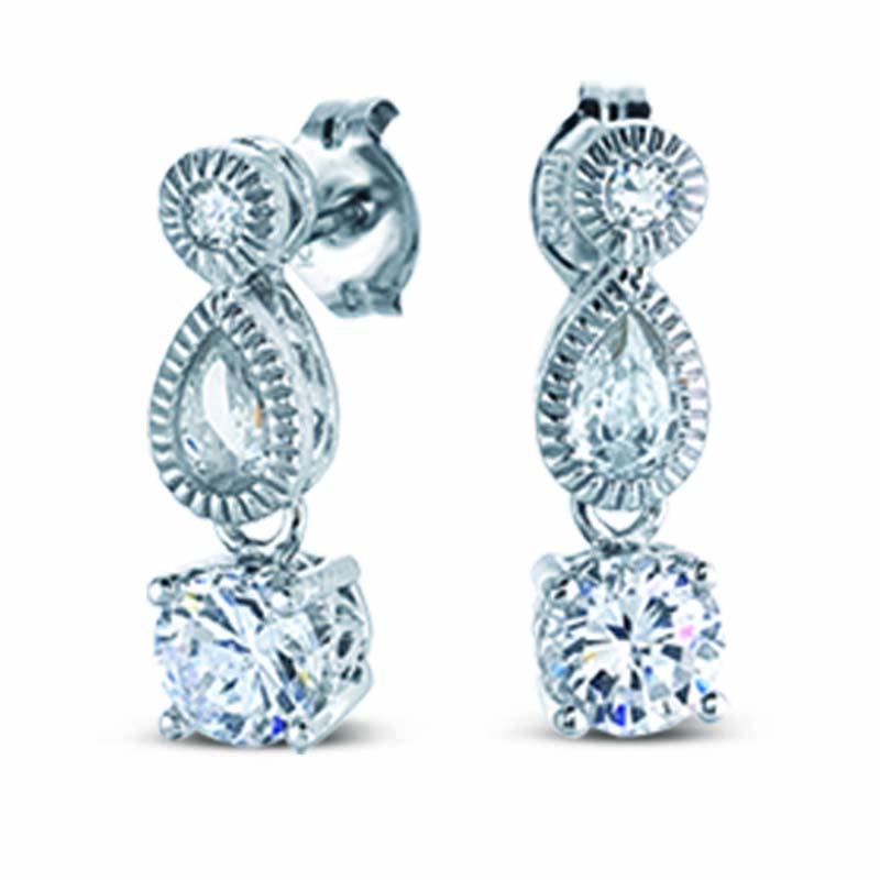 STERLING SILVER CZ DROP EARRINGS