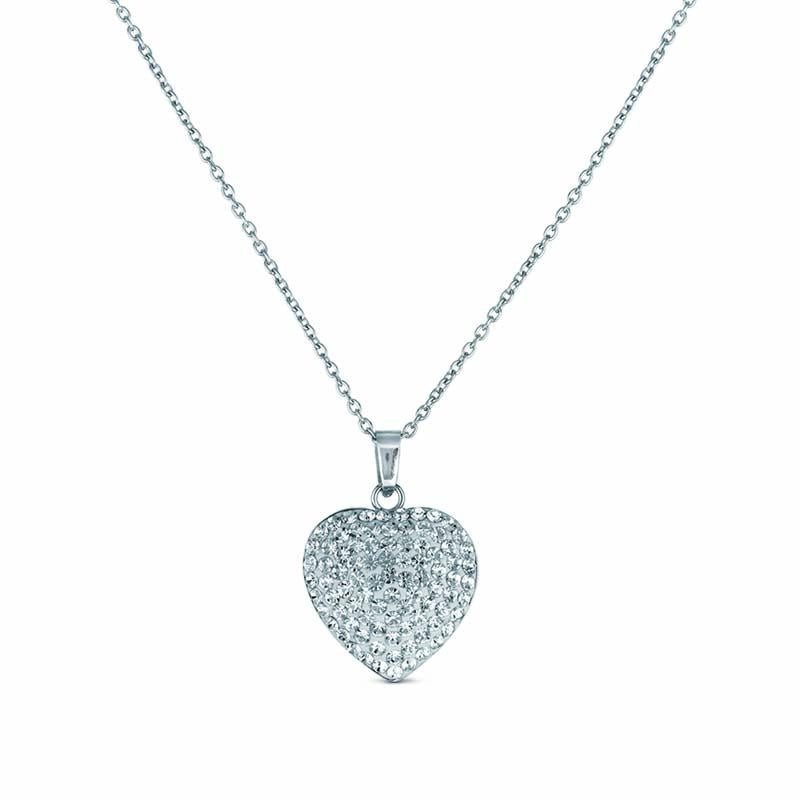 STERLING SILVER HEART PENDANT WITH CRYSTALS