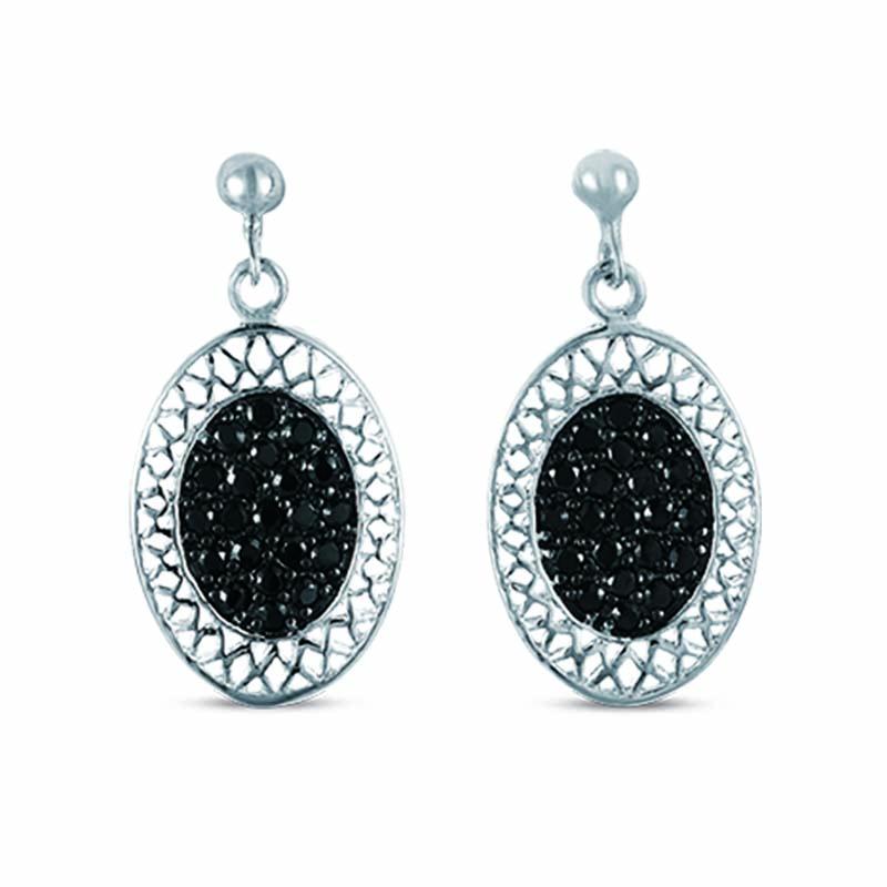 STERLING SILVER EARRINGS WITH BLACK CZ STONES