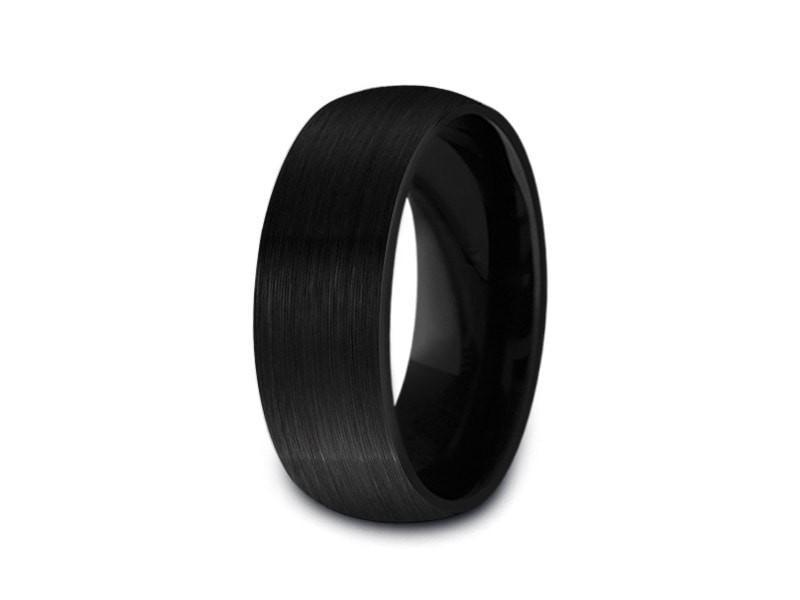 Brushed Black Tungsten Wedding Band - Engagement Ring -  Anniversary - Dome Shaped - Comfort Fit  8mm - Vantani Wedding Bands