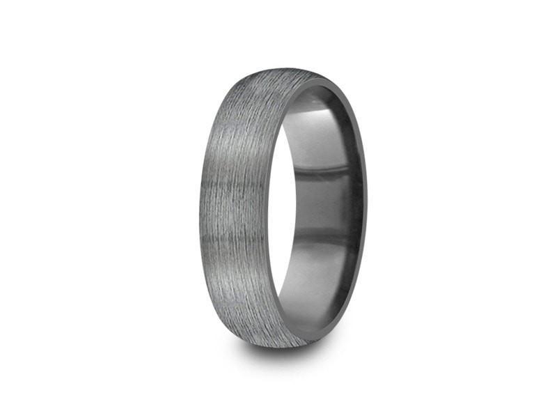 Brushed Tungsten Wedding Band - Gray Gunmetal - Engagement Ring - Dome Shaped - Comfort Fit  6mm - Vantani Wedding Bands