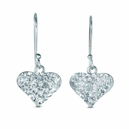 STERLING SILVER HEART EARRINGS WITH CRYSTALS