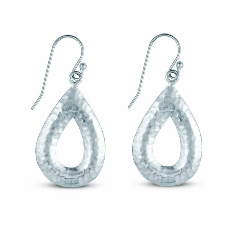 STERLING SILVER TEARDROP HAMMERED EARRINGS