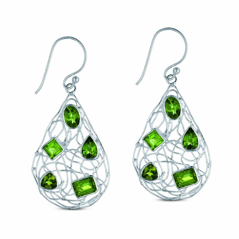 STERLING SILVER PERIDOT DANGLE EARRINGS