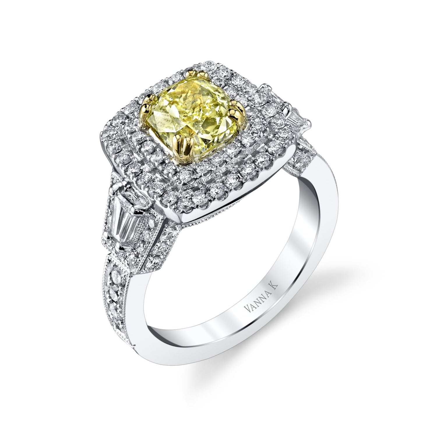 18K YELLOW DIAMOND HALO ENGAGEMENT RING