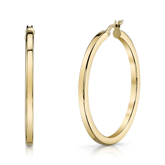 14K YELLOW GOLD SQUARE TUBE HOOP EARRINGS