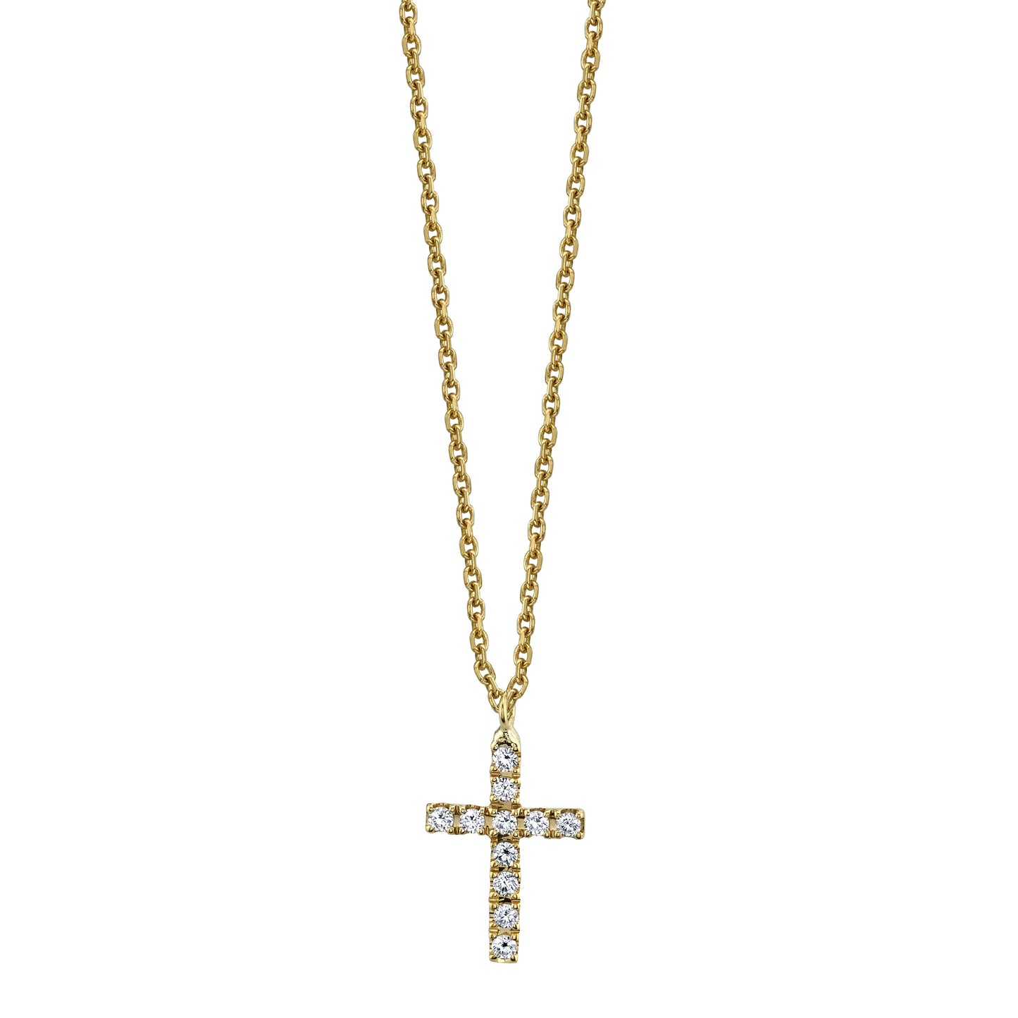 14K YELLOW GOLD DIAMOND CROSS NECKLACE