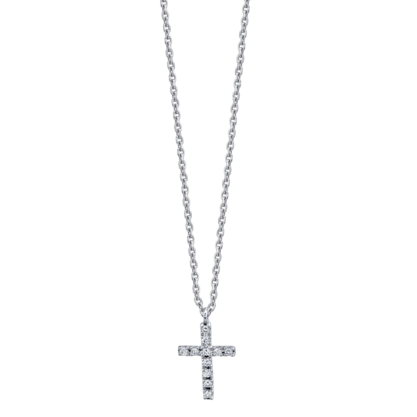 14K WHITE GOLD DIAMOND CROSS NECKLACE