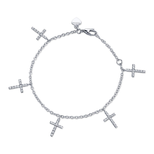 14K DIAMOND MULTI CROSS BRACELET 6" OR 7"