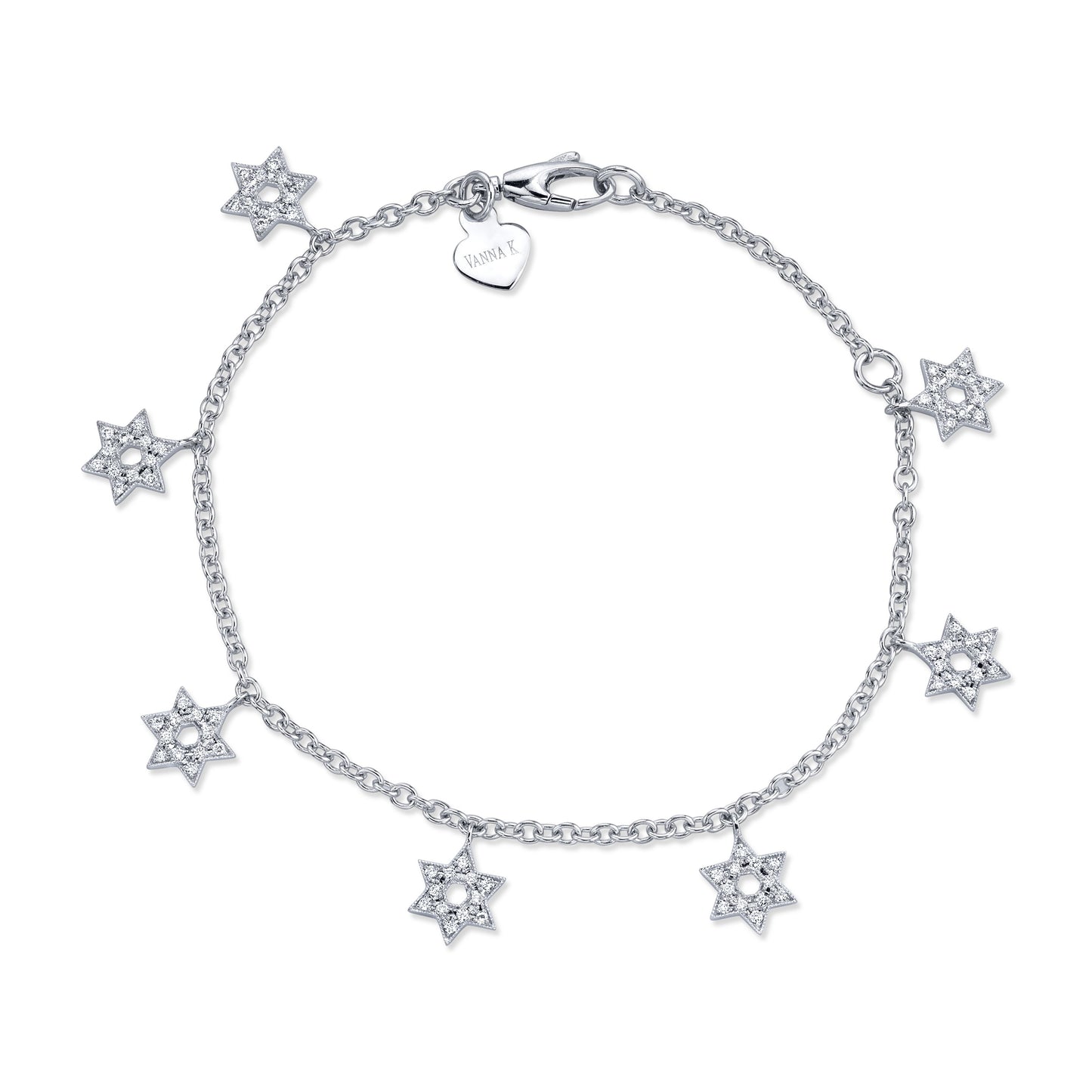 14K DIAMOND MULTI STAR OF DAVID BRACELET