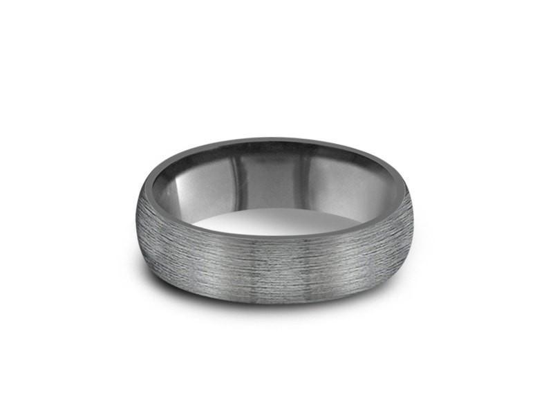 Brushed Tungsten Wedding Band - Gray Gunmetal - Engagement Ring - Dome Shaped - Comfort Fit  6mm - Vantani Wedding Bands