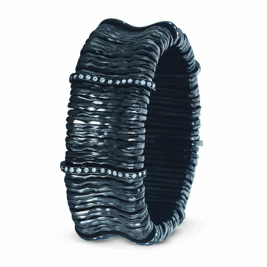 BLACK PLATED BRASS BRACELET WITH CRYSTALS