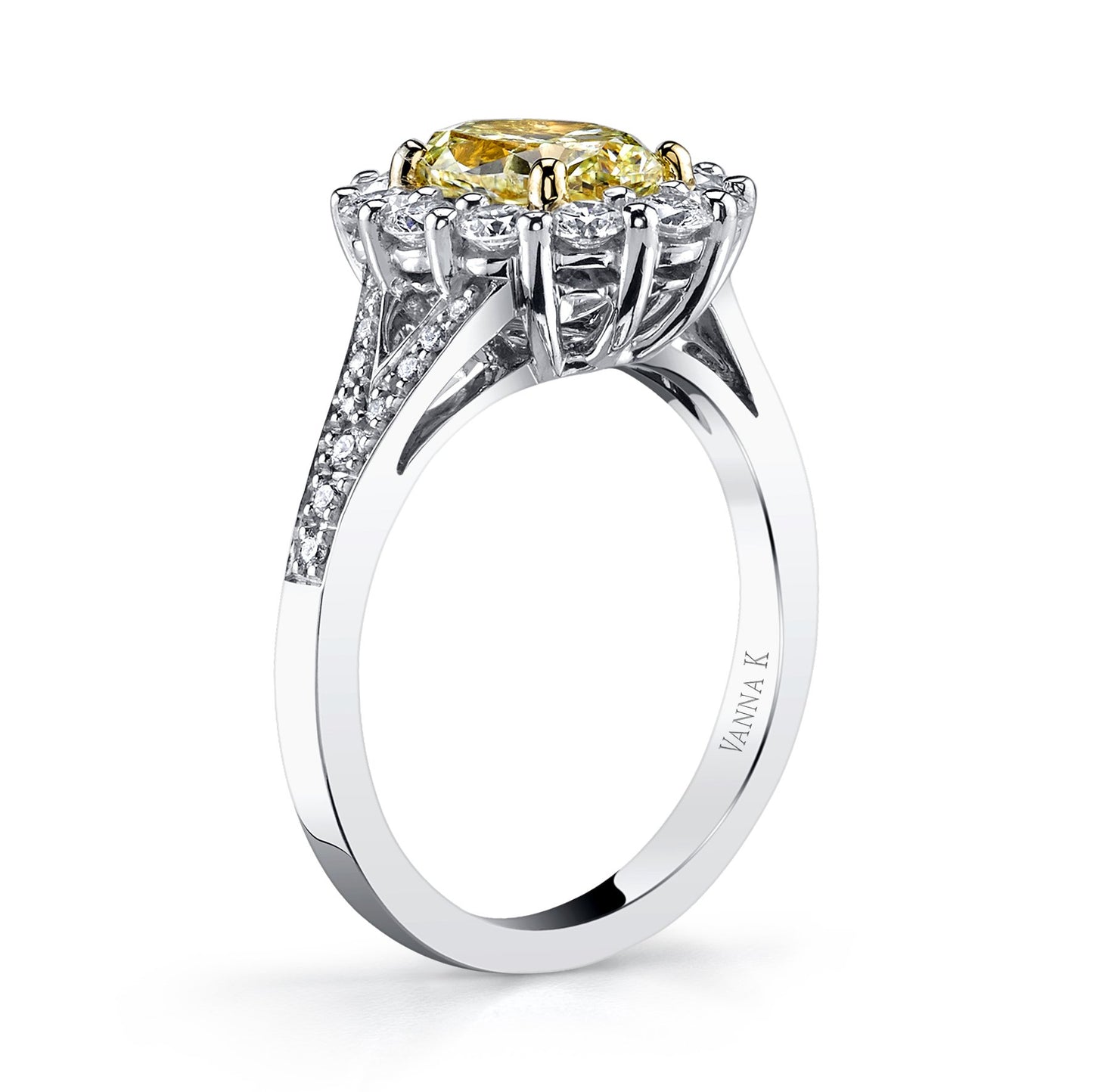 18K YELLOW DIAMOND OVAL ENGAGEMENT RING