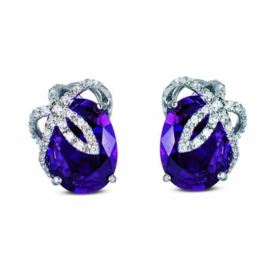 STERLING SILVER EARRINGS WITH CZ AMETHYST