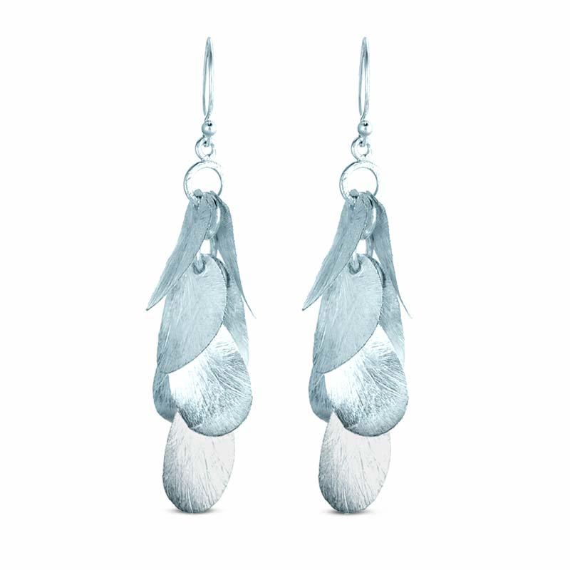 STERLING SILVER LEAVES DANGLE EARRINGS