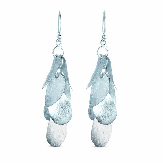 STERLING SILVER LEAVES DANGLE EARRINGS