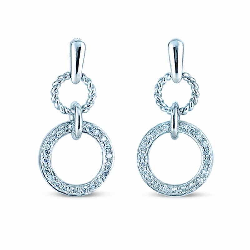 STERLING SILVER DROP EARRINGS WITH CZ STONES