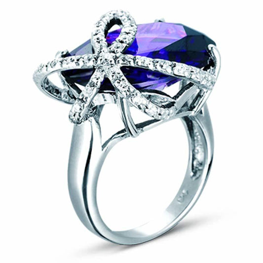 STERLING SILVER RING WITH CZ AMETHYST