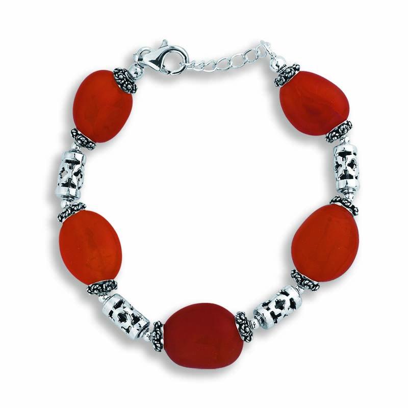 STERLING SILVER BRACELET WITH CARNELIAN STONES