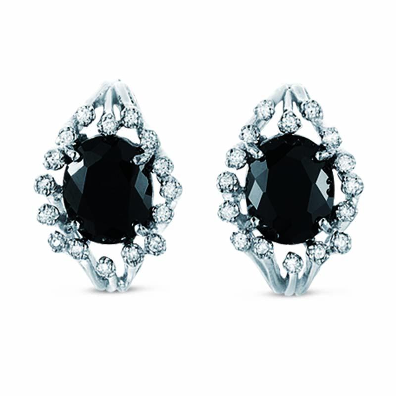 STERLING SILVER EARRINGS WITH BLACK CZ STONE