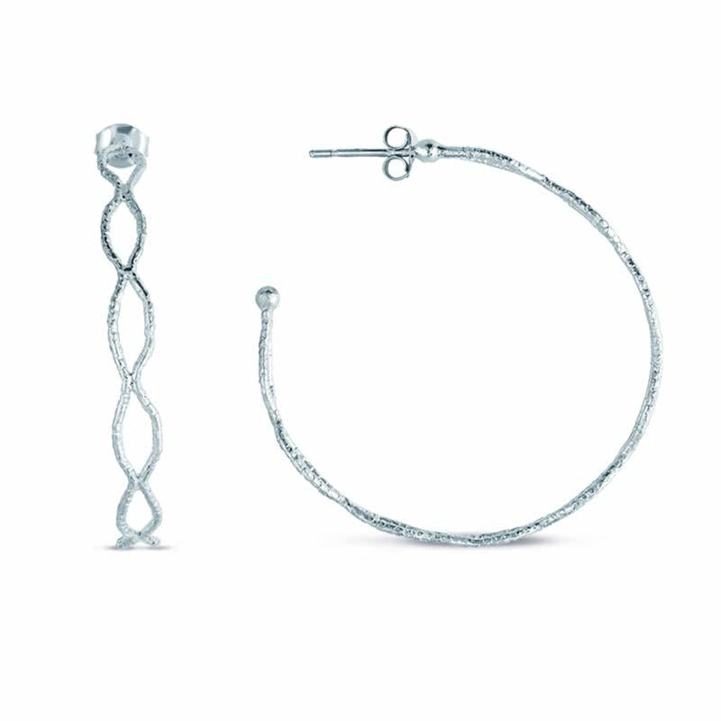 STERLING SILVER TWISTED HOOP EARRINGS