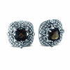 STERLING SILVER EARRINGS WITH CENTER SMOKY QUARTZ