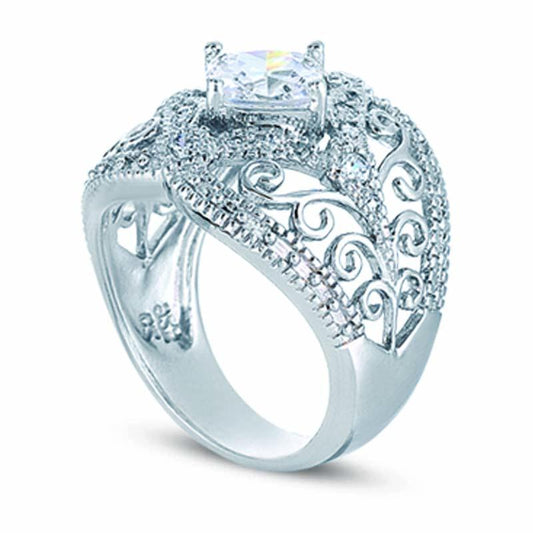 STERLING SILVER RING WITH A CENTER CZ STONE