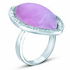 STERLING SILVER RING WITH ROSE QUARTZ AND CZ STONES