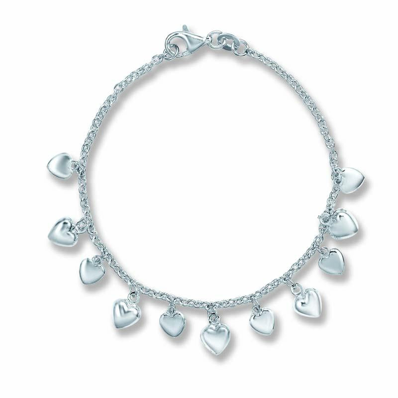 STERLING SILVER HEART CHARM BRACELET