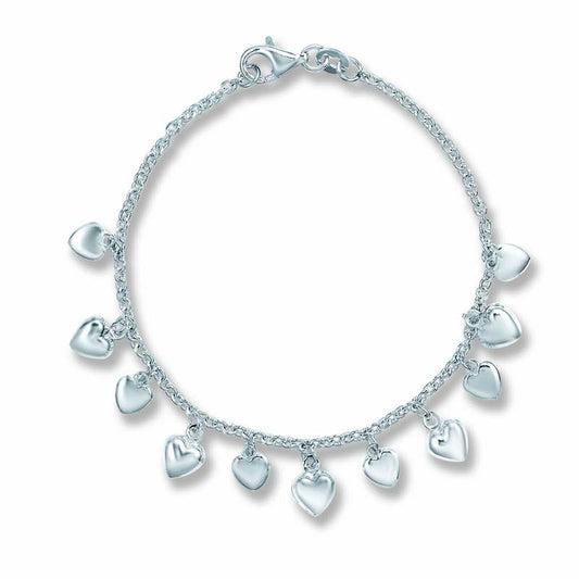 STERLING SILVER HEART CHARM BRACELET