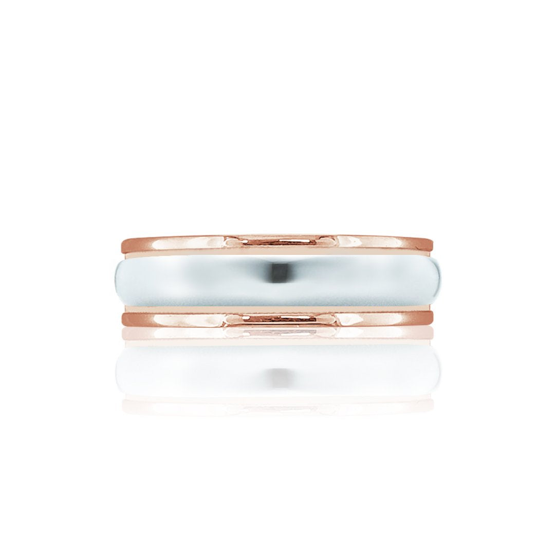 14K PINK/WHITE GOLD POLISH 6MM WED BAND