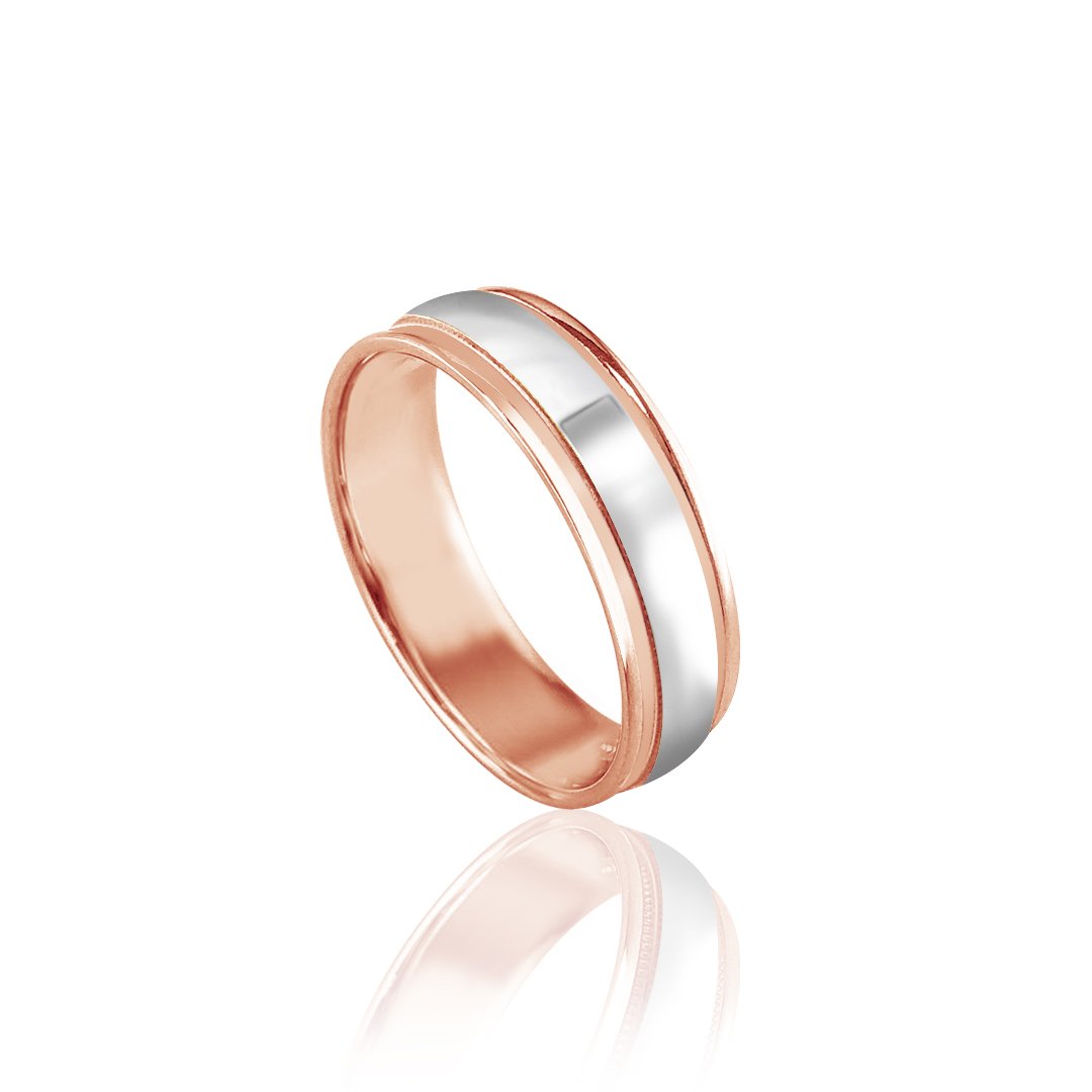 14K PINK/WHITE GOLD POLISH 6MM WED BAND