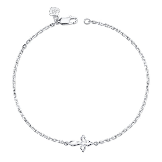 14K WHITE GOLD KIDS CROSS BRACELET