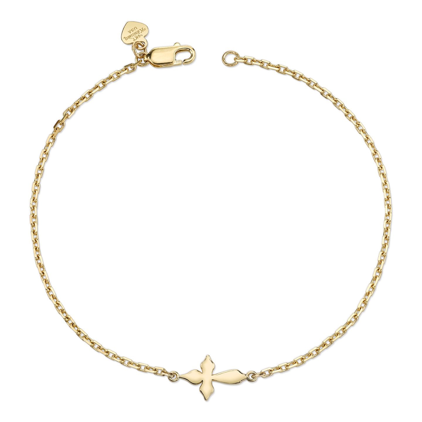 14K YELLOW GOLD KIDS CROSS BRACELET