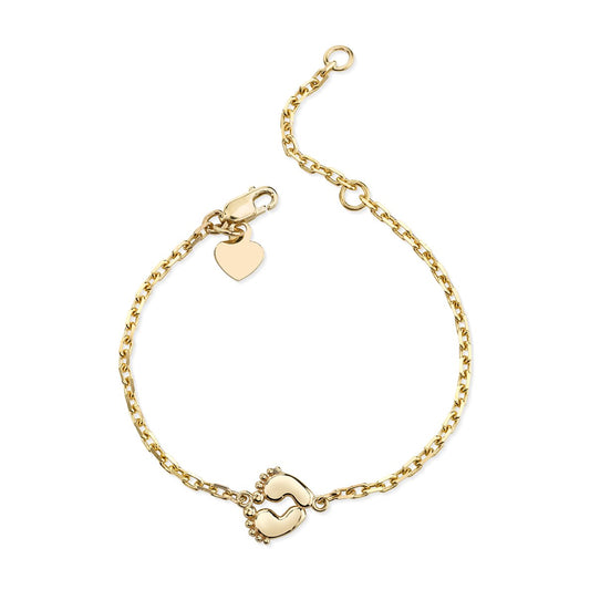 14K YELLOW GOLD KIDS BABY FEET BRACELET 5" OR 6"