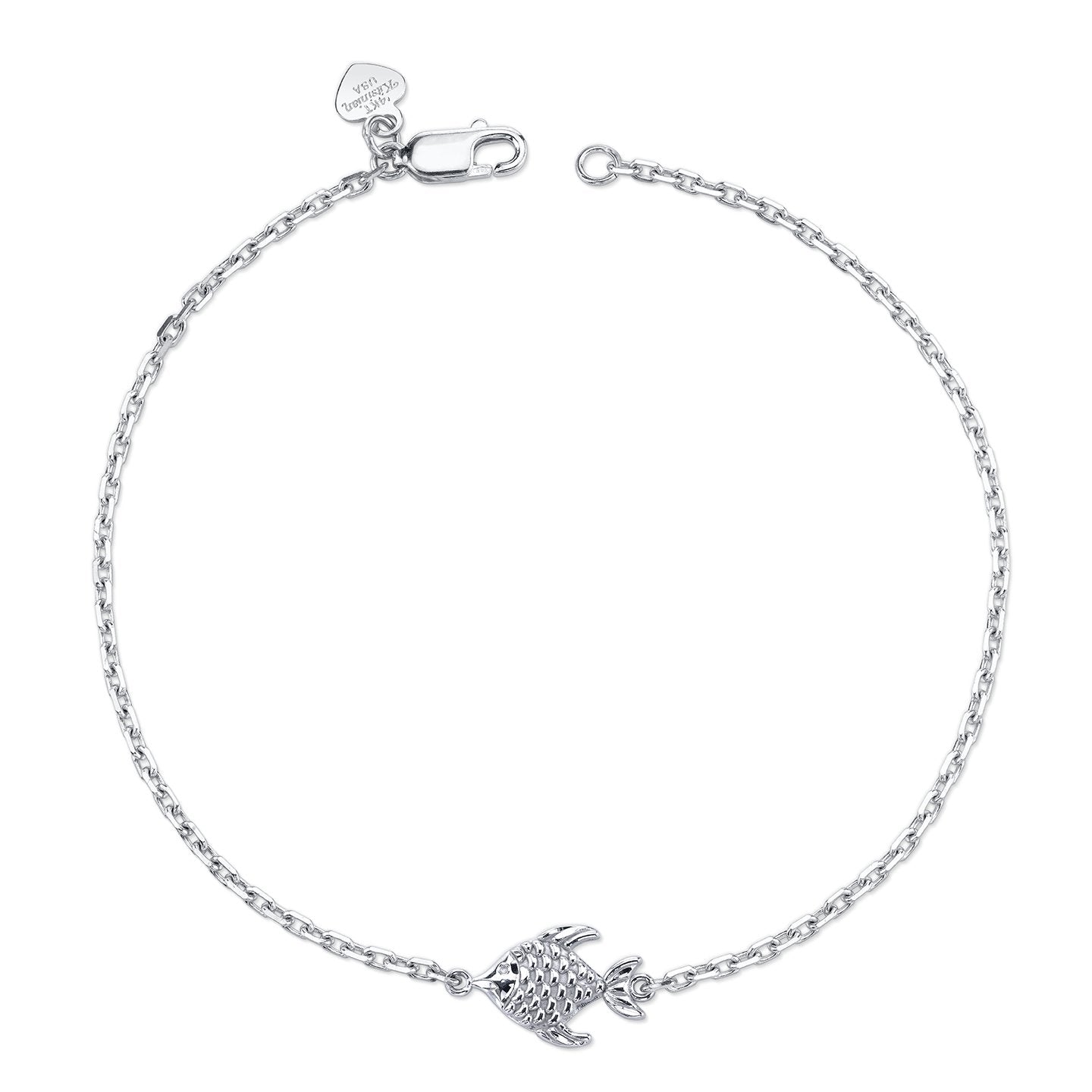 14K WHITE GOLD KIDS FISH BRACELET