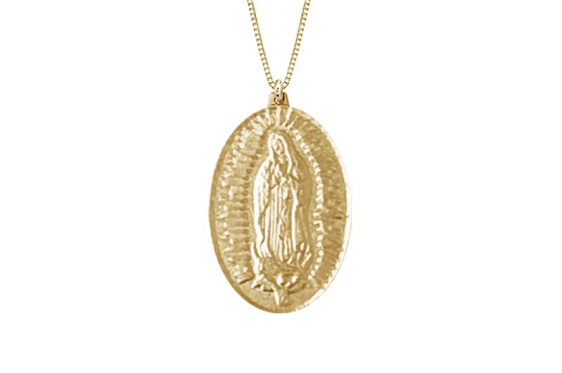 14K YELLOW GOLD 9x13MM OVAL MARY MEDAL