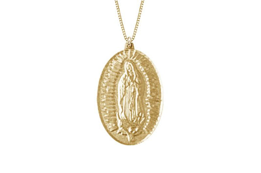 14K YELLOW GOLD 9x13MM OVAL MARY MEDAL