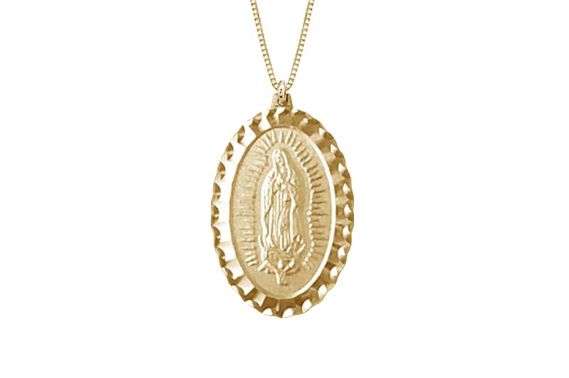 14K YELLOW GOLD 11x16MM OVAL MARY MEDAL