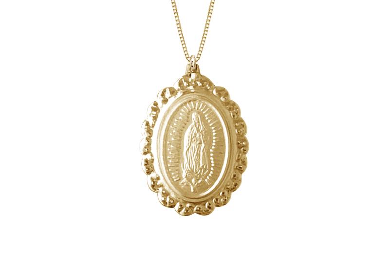 14K YELLOW GOLD 17x21MM OVAL MARY MEDAL