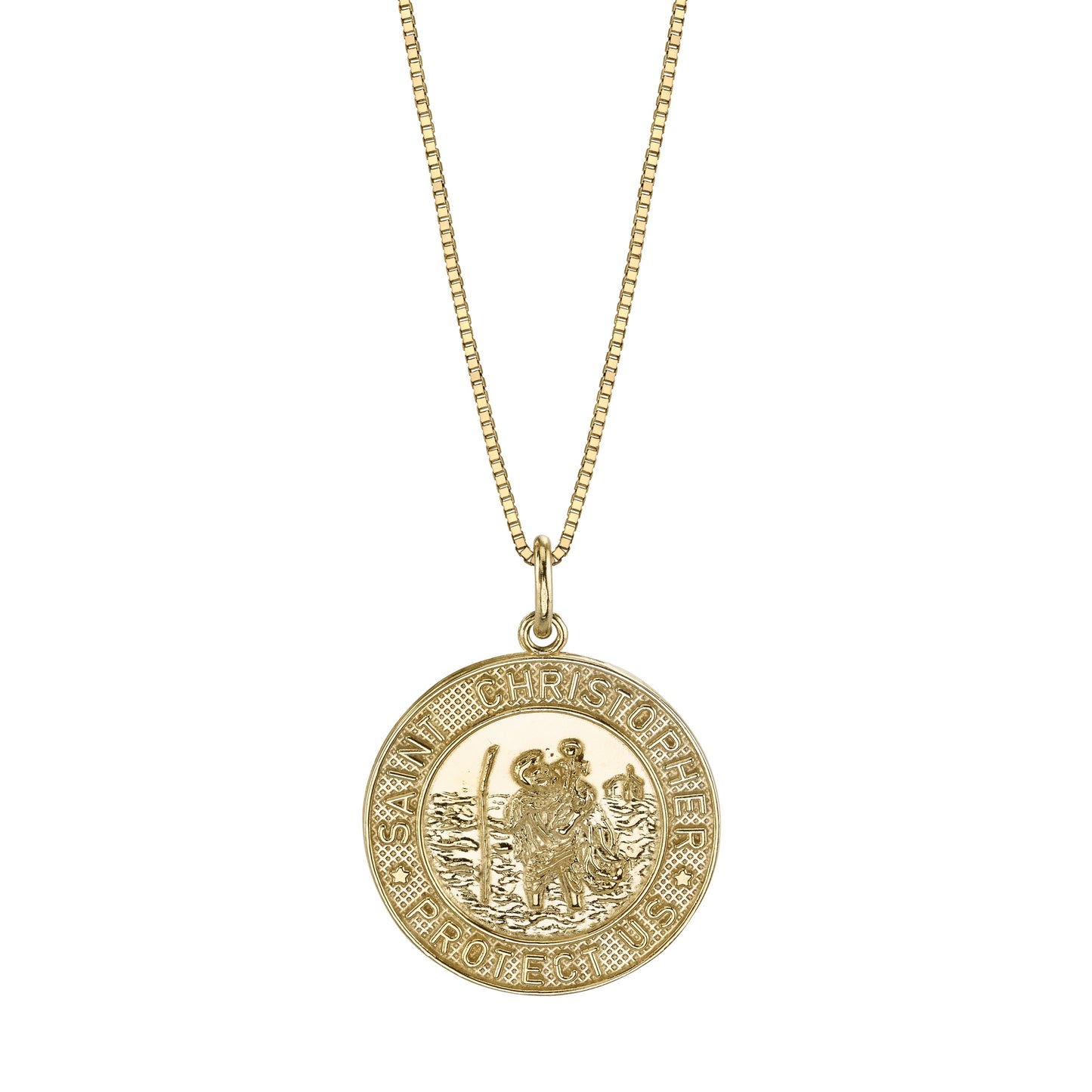 14K YELLOW GOLD SAINT CHRISTOPHER NECKLACE