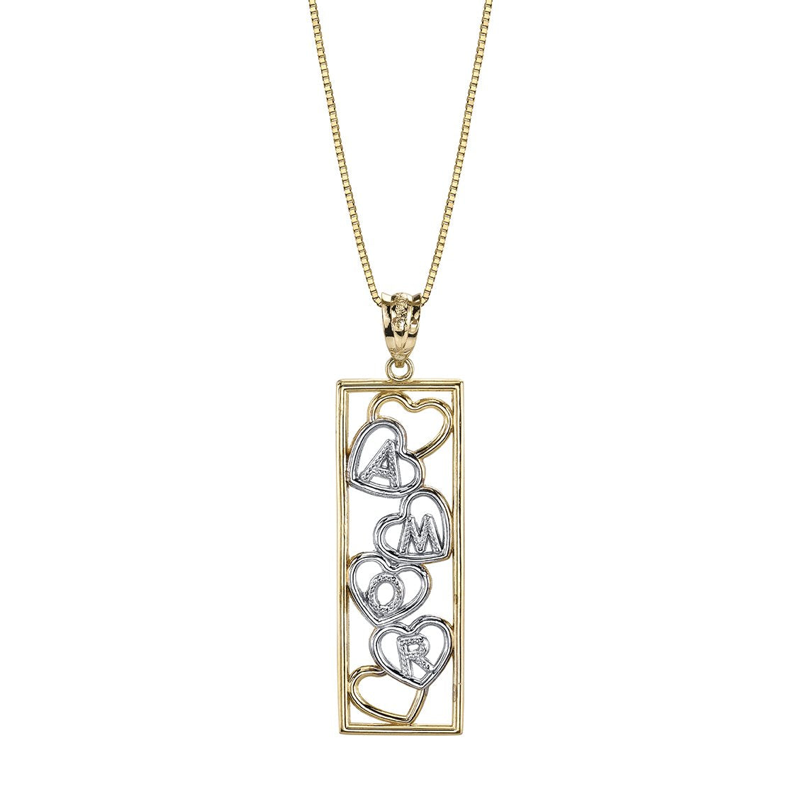 14K TWO TONE "AMOR" NECKLACE