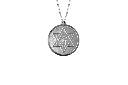 925 STERLING SILVER 12MM ROUND STAR OF DAVID CHAI MEDAL