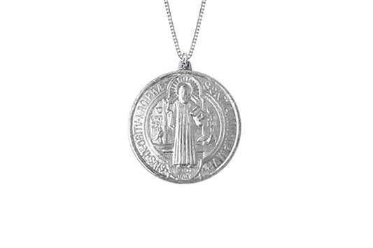 925 STERLING SILVER 12MM ROUND ST. BENEDICT MEDAL