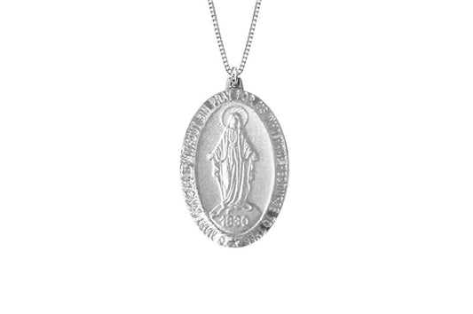 925 STERLING SILVER 11x16MM OVAL MARY MEDAL