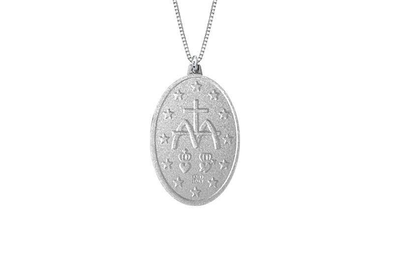 925 STERLING SILVER 11x16MM OVAL MARY MEDAL