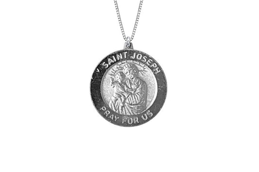 925 STERLING SILVER 15MM ROUND ST. JOSEPH MEDAL