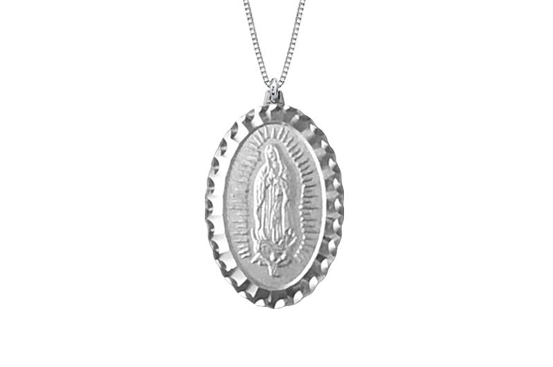 925 STERLING SILVER 11x16MM OVAL MARY MEDAL