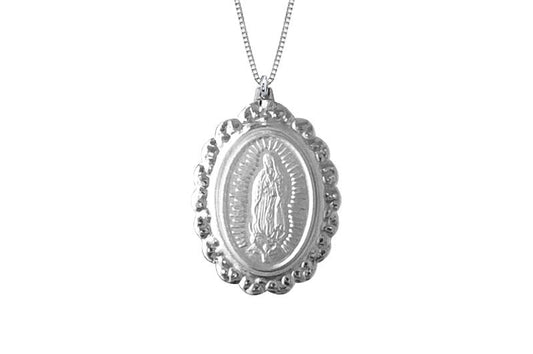 925 STERLING SILVER 17x21MM OVAL MARY MEDAL